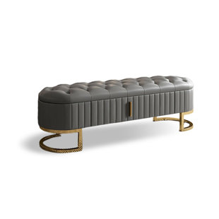 FORTUNA FEMME TB644989485252FF&Color&Size Genuine Leather Upholstered Storage Bench