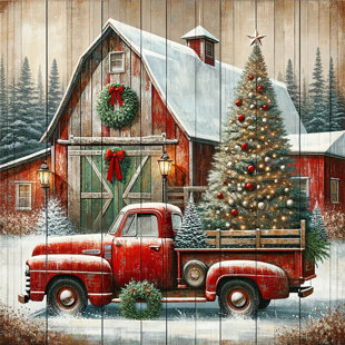 THE HOLIDAY AISLE® " Country Christmas Charm With Vintage Red Truck "