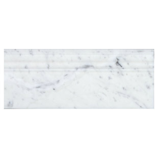 SEVEN SEAS COLLECTION Bianco Carrara 5'' L x 12'' W Marble Bullnose Tile Trim (Set of 10)