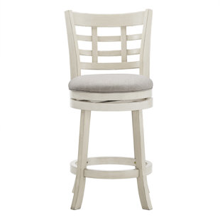 LARK MANOR™ Aria Swivel Upholstered Counter Stool with Solid Wood Frame