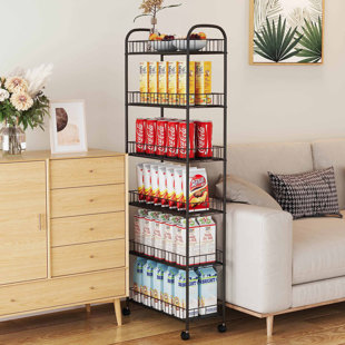 KADEN ENA INC 61.22'' H x 10'' W 6 Tier Slim Rolling Storage Cart, Mobile Shelving Unit with Wheels