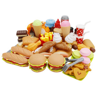 BRUCE&SHARK Burger Pizza French Fries Children Preschool Play Food Set