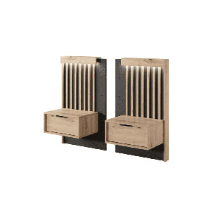 NATUR PUR Dugan 1 Drawer Bedside Table (Set of 2)