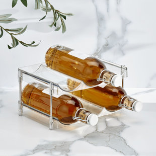 MDESIGN Nate Home by Nate Berkus 6-Bottle Water and Wine Organizer, Clear/Steel