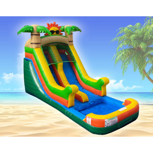 JINGO JUMP 13' H x 20' L Inflatable Tropical Water Slide