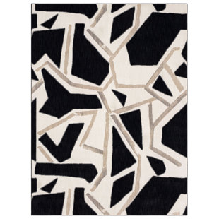 STACY GARCIA HOME Rectangle Zgoria Abstract Machine Woven Synthetic Area Rug in Black