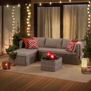 SUNJOY Rattan Wicker 4 - Person Seating Group with Cushions