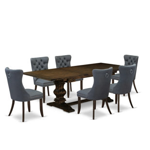 LUXE BY EAST WEST FURNITURE 7 - Piece Extendable Double Pedestal Dining Set