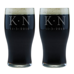 SUSQUEHANNA GLASS Dot Monogram and Date 20 oz. Pilsner Glass (Set of 2)