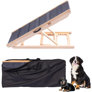 TUCKER MURPHY PET™ 27'' Tall Dog Pet Ramp Portable For All Dogs & For Couch, Bed & Car, Suv, Supports Up To 220 Lbs, Carrying Bag Included, 7 Level Height Adjustable From 12''-27'', Non-slip Paw-friendly Carpet, Large