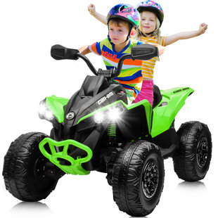 ANRLI Kids ATV 24V, 2 Seater Ride on Cars for Kids w/ 4x200W Motor, Bluetooth, 4WD/2WD Switchable