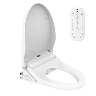 FANGFLOWER Electric Bidet Smart Toilet Seat, Rear & Ront Wash, LED Light, Air Dryer