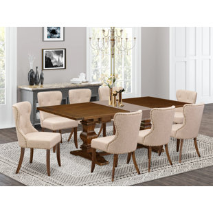 LUXE BY EAST WEST FURNITURE Lassale Removable Leaf Solid Wood Dining Set