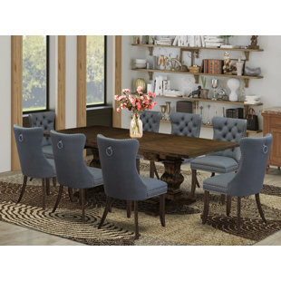 LUXE BY EAST WEST FURNITURE 9 - Piece Extendable Double Pedestal Dining Set