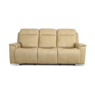 FLEXSTEEL Odell 88'' Genuine Leather Pillow Top Arm Reclining Sofa