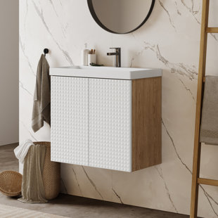 DISTINCT KITCHEN AND BATH BOLERO 24" Wall-Mount Bathroom Vanity with Ceramic Top