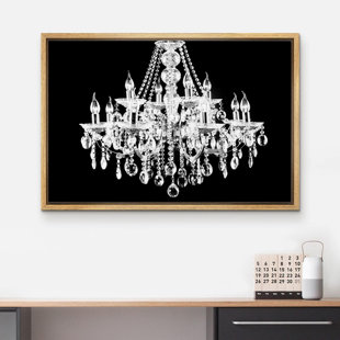 IDEA4WALL Glam Crystal Chandelier Silhouette On Abstract Background Artwork Canvas Pictures Print Wall Art