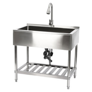 JOYDING Stainless Steel Kitchen Sink Freestanding Sink with Faucet