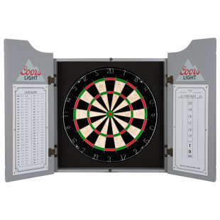 Miller Coors Bristle Dartboard And Cabinet Set (Darts Included)