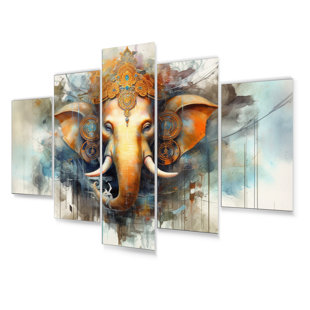 DESIGN ART Vibrant Hinduisim Elephant I Religious & Spiritual Wall Decor on Metal