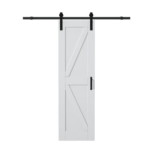 HOME WORTHY 80'' K Shape Solid Manufactured Wood with Installation Hardware Kit Sliding Barn Door(No Assembly Required)