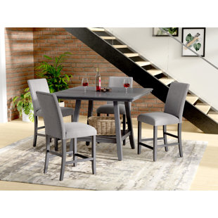 EMERALD HOME FURNISHINGS Barneveld 4 - Person Counter Height Walnut Solid Wood Dining Set