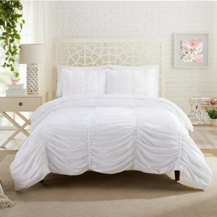 JESSICA SIMPSON HOME White Microfiber 3 Piece Comforter Set