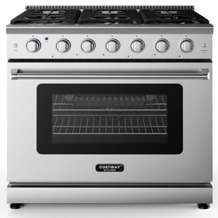 Costway 36" 6 Cubic Feet Smart Natural Gas Free Standing Range with 6 Burners