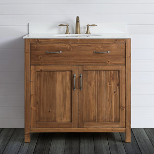 STEELSIDE™ Whiteley 35.25" Single Bathroom Vanity Base Only in Walnut