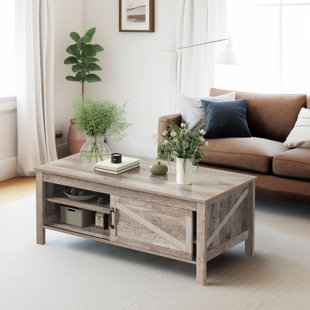 MILLWOOD PINES Fleishman 47" 4 Legs Rectangular Coffee Table with Storage For Living Room