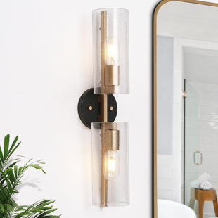 EVERLY QUINN Riitta Dimmable Bathroom Vanity Light with Seeded Glass