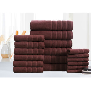 Bibb Home 18 Pc Zero Twist Egyptian Cotton Towel Set (9 colors available)