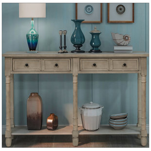 THINK URBAN Console Table Sofa Table Easy Assembly With Two Storage Drawers And Bottom Shelf For Living Room, Entryway-34" H x 58" W x 11.1" D