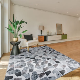 DECOMALL Coronado Modern Geometric Machine Washable And Foldable Rugs Brown/Black/White/Multi