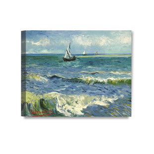DECORARTS The Sea at Les Saintes-Maries-de-la-Mer, Vincent Van Gogh Art Reproduction. Giclee Print Canvas Art