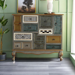 FEITIGO Painted retro to do old American country multi-bucket cabinet porch cabinet Bedroom living room lock