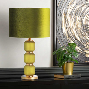 CIMC HOME 57cm Living Room Table Lamp with Glass Base, Bedside Buffet Lamp for Bedroom