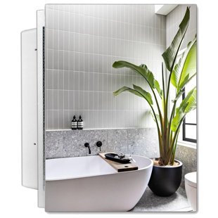 EBERN DESIGNS Adaiyah 13.75'' W 18'' H Recessed Frameless Medicine Cabinet Mirror 2 Adjustable