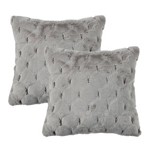 HOME SOFT THINGS Jacquard Rabbit Faux Fur Pillow Cover (Set of 2)