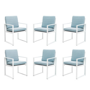 LEBENLIEBE Aluminum Patio Dining Armchair 6 Pieces Outdoor Chairs with Cushion