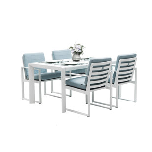 LEBENLIEBE Davis Collection Rectangular 4 - Person 60.8'' L Aluminum Outdoor Patio Dining Set