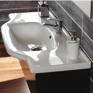 CeraStyle By Nameeks Yeni Klasik 18.8'' Glossy White Ceramic Rectangular Drop-in, Wall Mount Bathroom Sink with Overflow