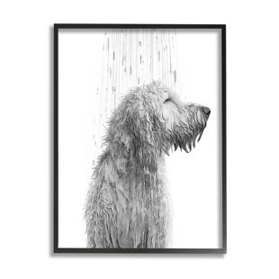 STUPELL INDUSTRIES Az-242-Framed " Dog Bathroom Splash " by Annalisa Latella