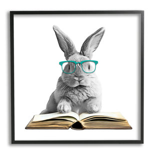 STUPELL INDUSTRIES Az-045-Framed " Bunny Reading Book " by Annalisa Latella