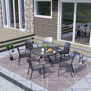 WINSTON PORTER Cannizzo Round 6 - Person 48" Long Dining Set