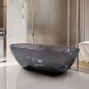 MEDUNJESS Crystal 69" x 30" Freestanding Soaking Solid Surface Bathtub