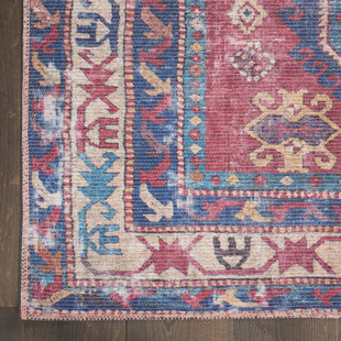 NOURISON Nicole Curtis Oriental Machine Made Power Loom Polyester Area Rug in Blue/Red/White