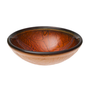 Ailee Designs 19'' Orange And Gold Glass Circular Vessel Bathroom Sink
