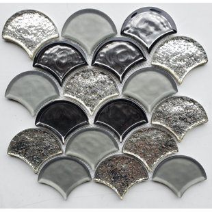 MANGO TILE Augusta 10" x 10" Glass Fish Scale Mosaic Wall & Floor Tile