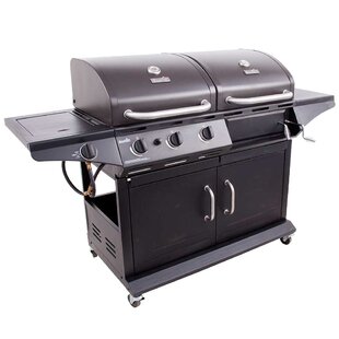 Charbroil 3-Burner Gas and Charcoal Combo Grill Cabinet with Side Burner